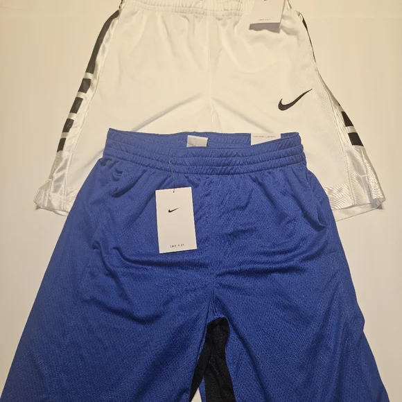 2 Pair of Nike Boys' Dri-FIT Elite Basketball Shorts White/Blue Large-/Bundle - Picture 15 of 16